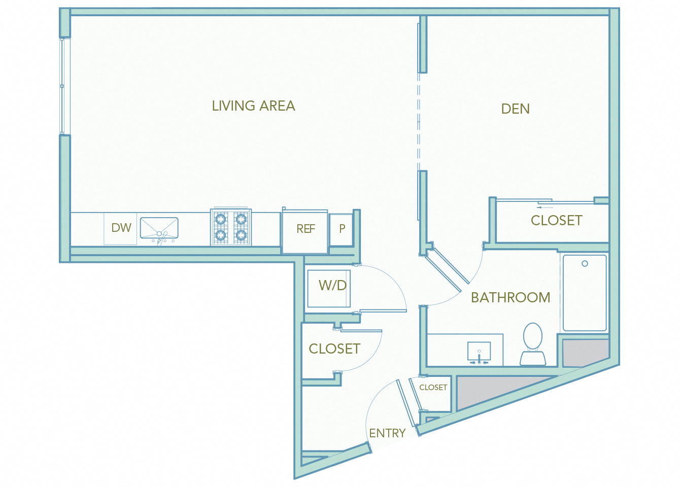 La Via - A01f - studio - 1 bath - 2D floor plan