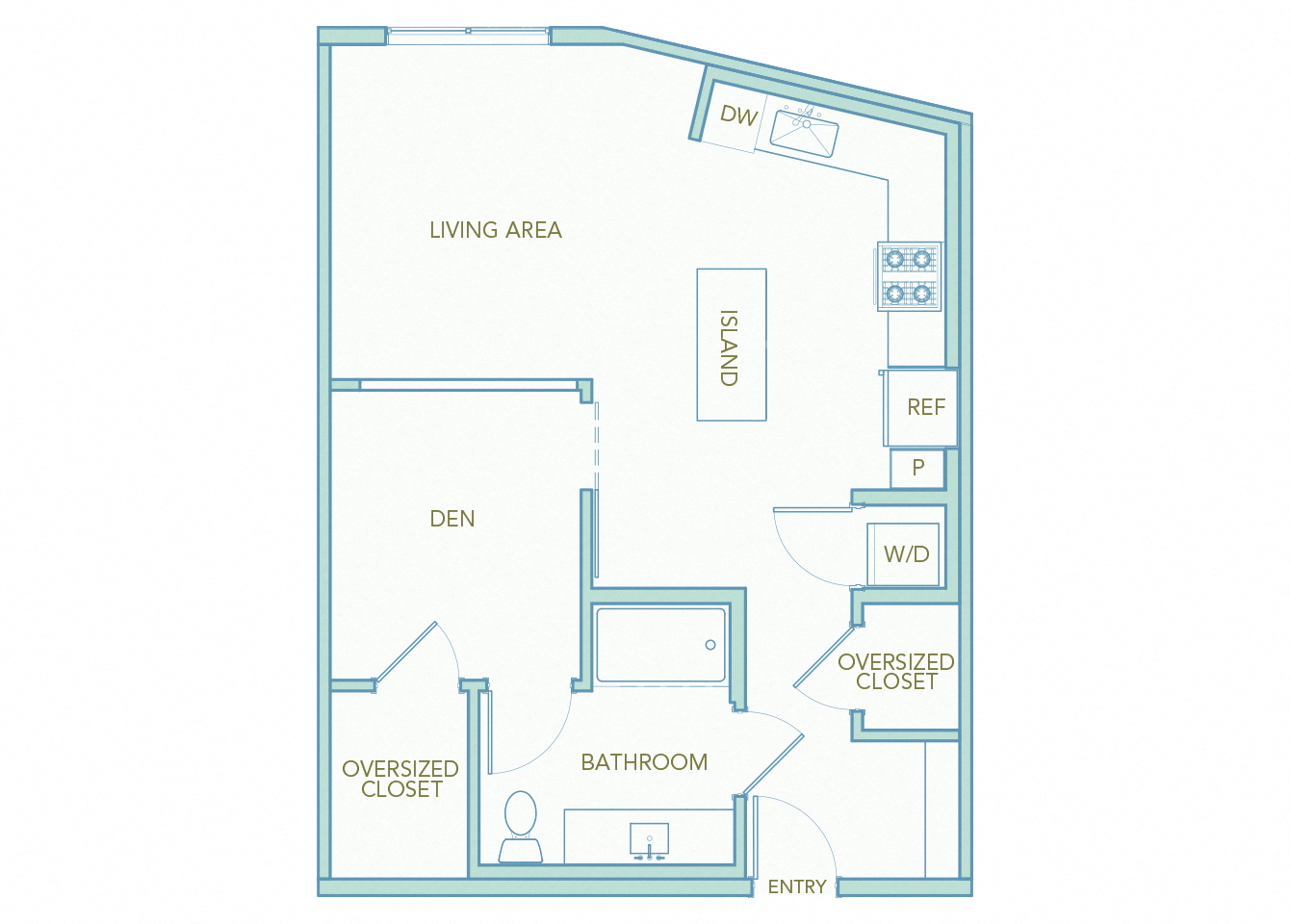 La Via - A01g - studio - 1 bath - 2D floor plan