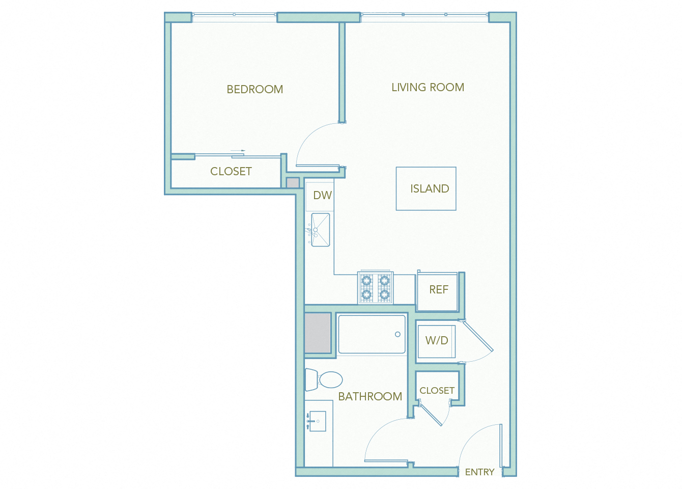 La Via A02 - 1 bedroom - 1 bath - 2D floor plan