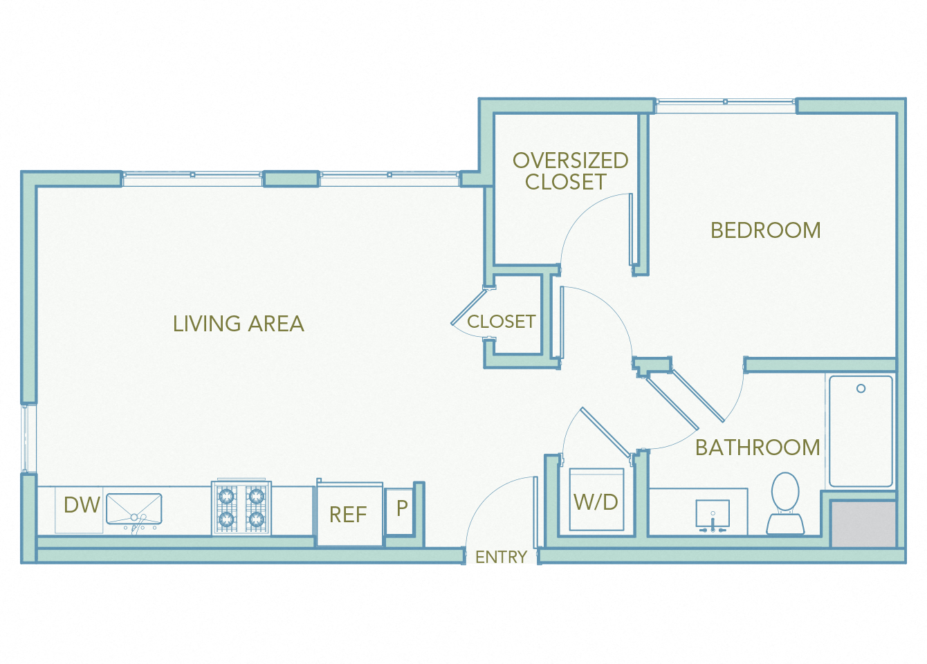 La Via A03 - 1 bedroom - 1 bath - 2D floor plan