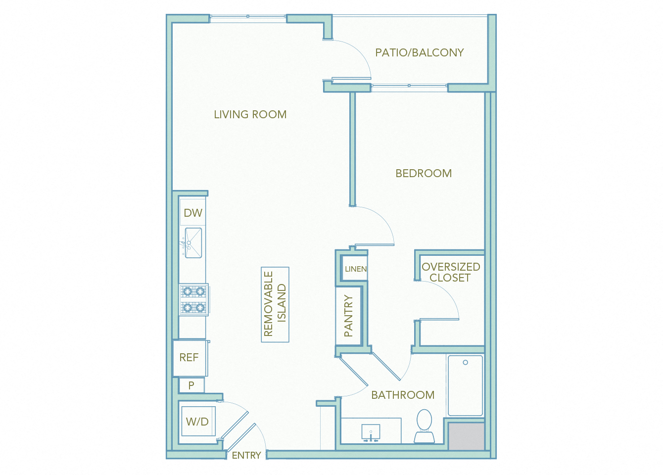 La Via - A07 - 1 bedroom - 1 bath - 2D floor plan