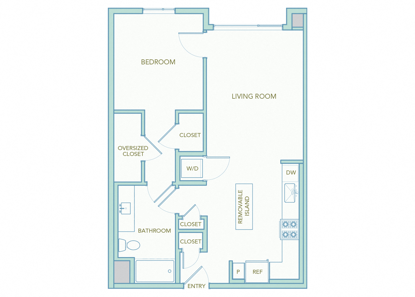 La Via - A08 - 1 bedroom - 1 bath - 2D floor plan