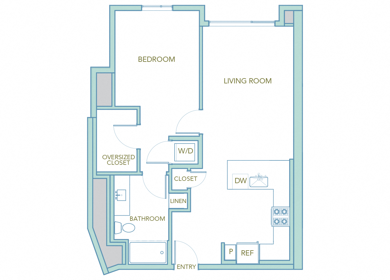 La Via - A09 - 1 bedroom - 1 bath - 2D floor plan
