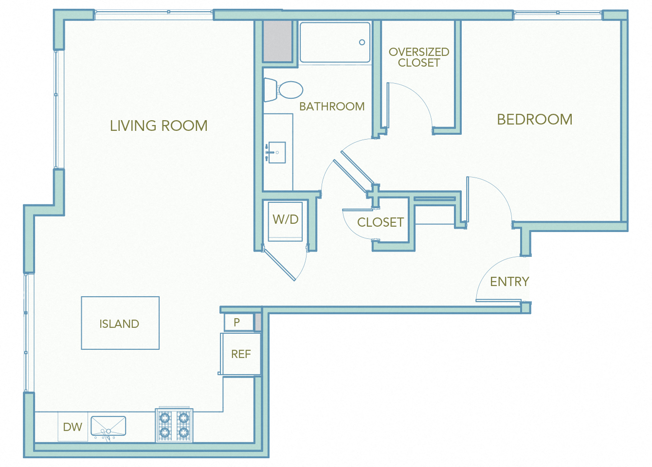 La Via - A10 - 1 bedroom - 1 bath - 2D floor plan