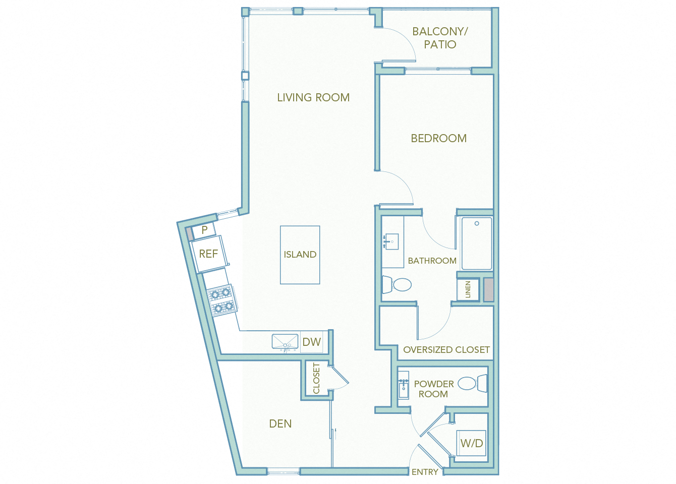 La Via - A11 - 1 bedroom - 1 bath - 2D floor plan