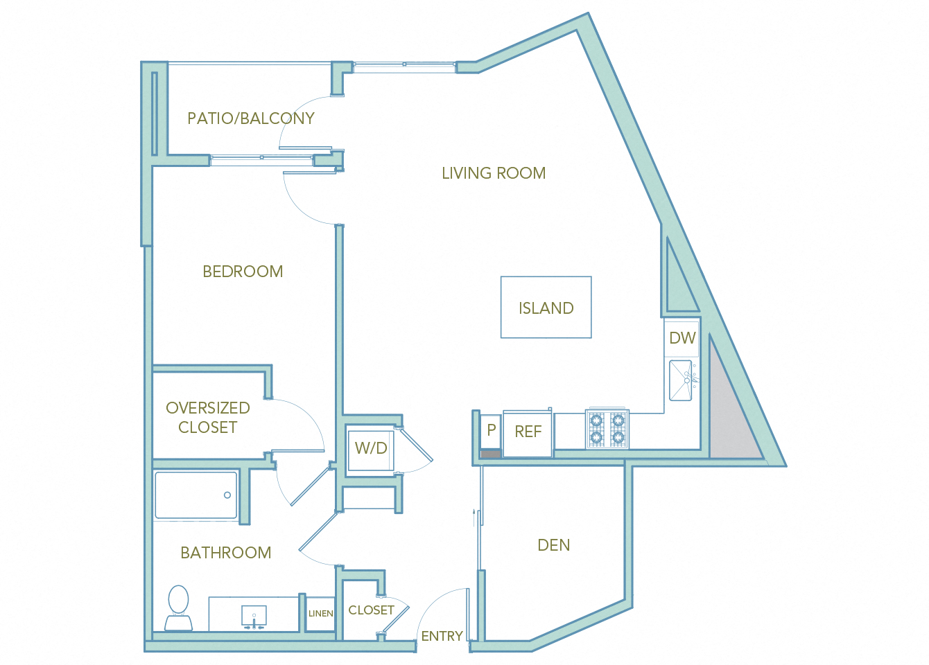 La Via - A12 - 1 bedroom - 1 bath - 2D floor plan