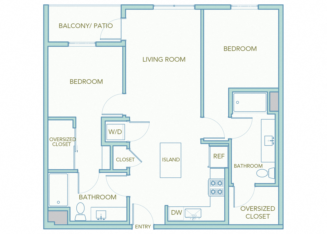La Via - B02 - 2 bedroom - 2 bath - 2D floor plan