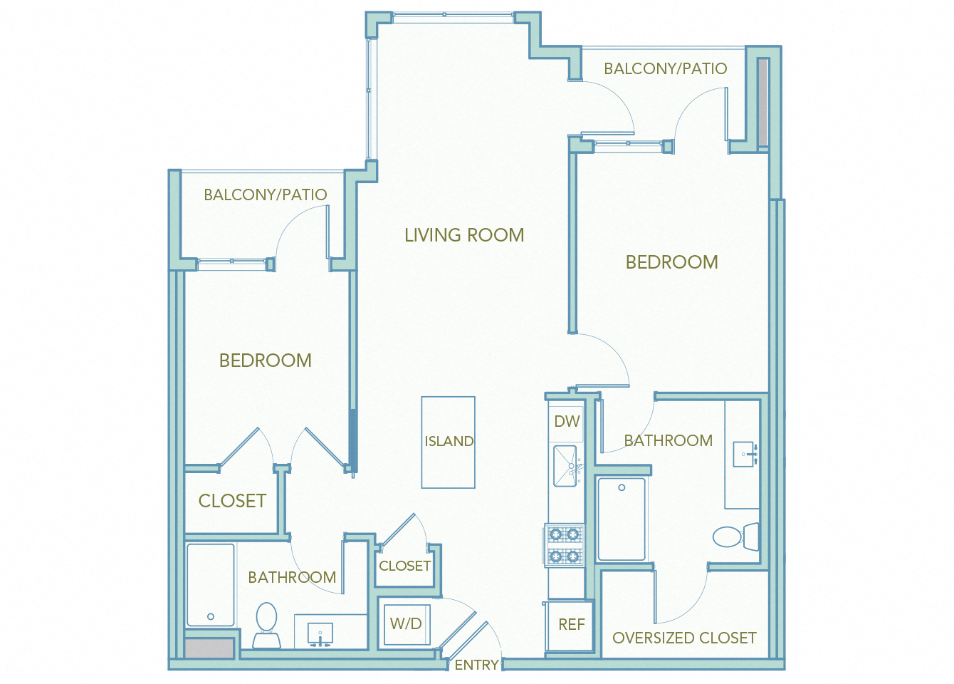 La Via - B03 - 2 bedroom - 2 bath - 2D floor plan