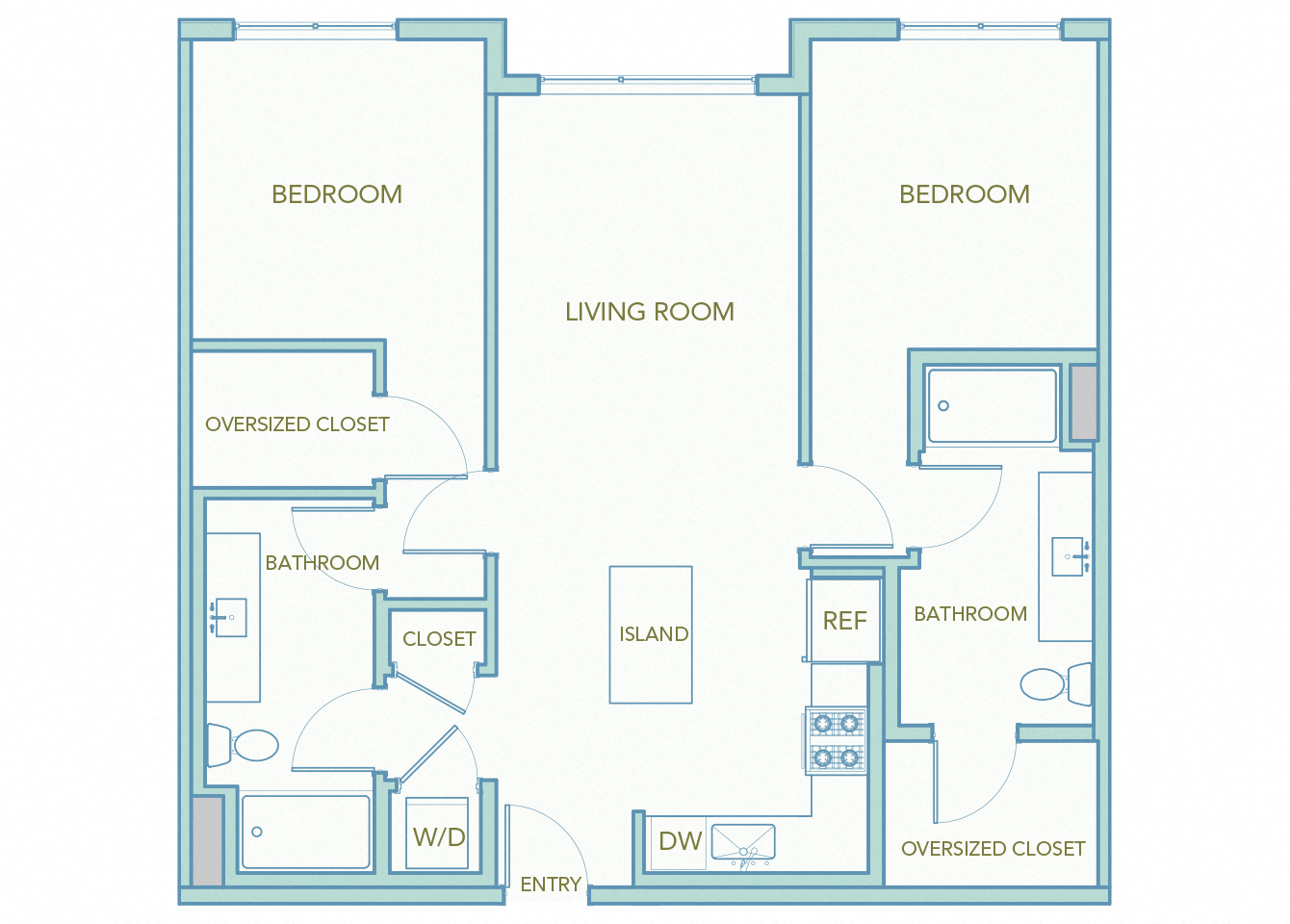 La Via - B04 - 2 bedroom 2 bath - 2D floor plan