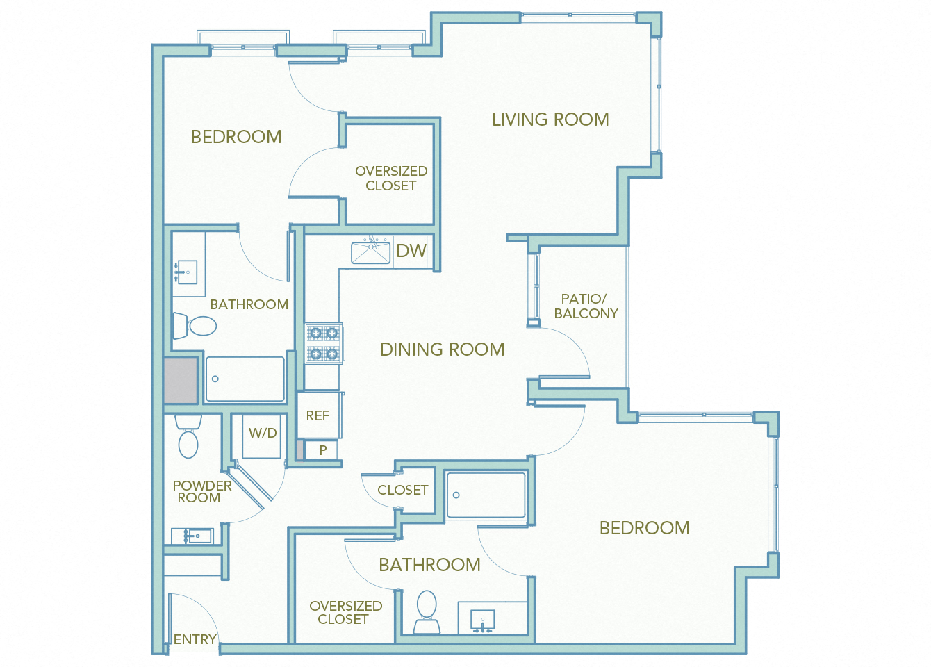 La Via - B07 - 2 bedroom 2 bath - 2D floor plan