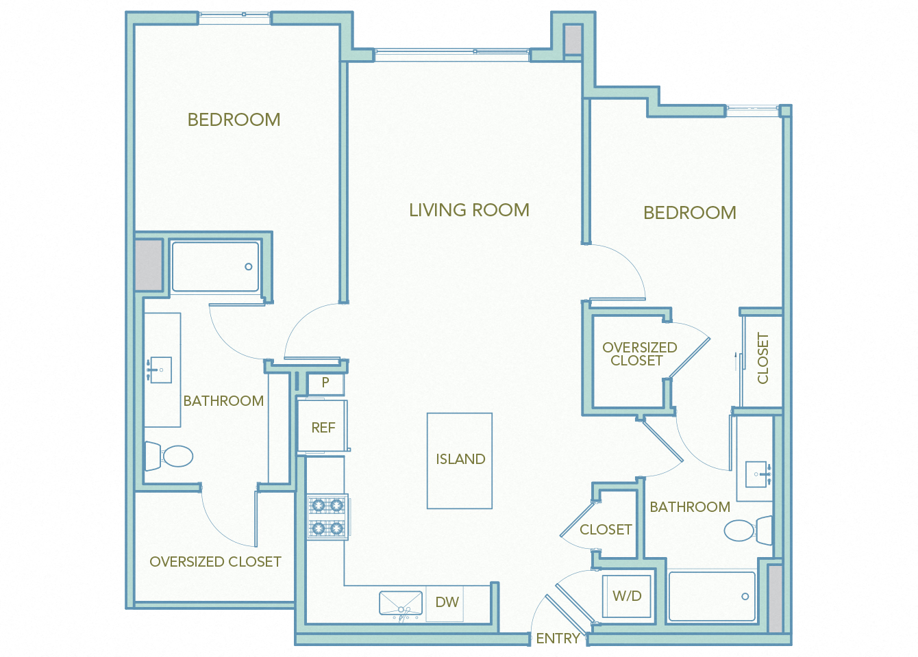La Via - B09 - 2 bedroom 2 bath - 2D floor plan