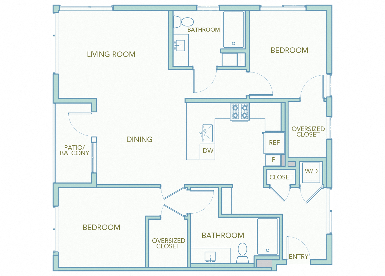 La Via - B10 - 2 bedroom 2 bath - 2D floor plan