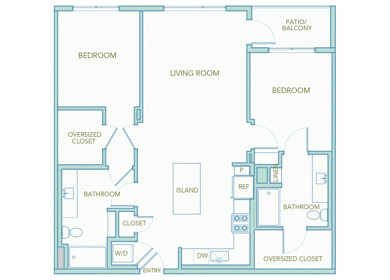 La Via - B11 - 2 bedroom 2 bath - 2D floor plan