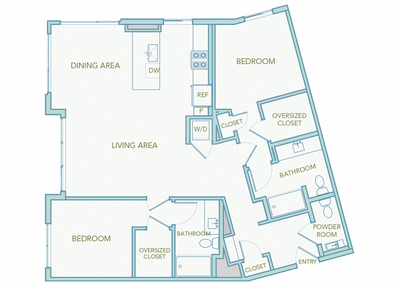 La Via - B14 - 2 bedroom 2 bath - 2D floor plan