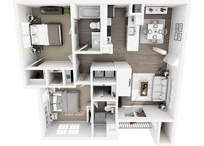 Lexington Farms - B2 - 2 bed 2 bath - 3D