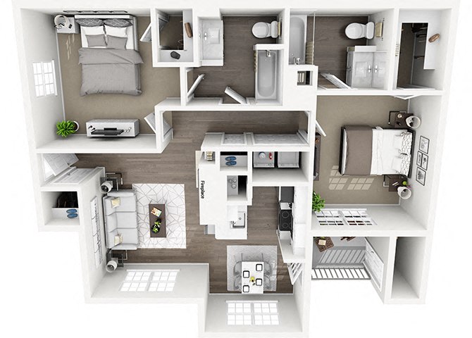 Lexington Farms - B4 - 2 bed 2 bath - 3D