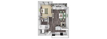 Centre Pointe Apartments - A3 - 1 bedroom and 1 bath - 3D