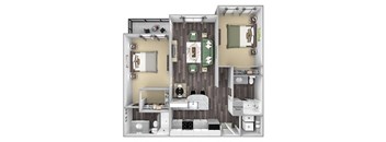Centre Pointe Apartments - B5 - 2 bedrooms and 2 bath - 3D