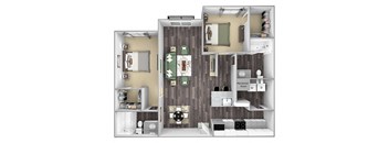 Centre Pointe Apartments - B6 - 2 bedrooms and 2 bath - 3D