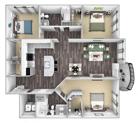 Centre Pointe Apartments - C1 - 3 bedrooms and 2 bath