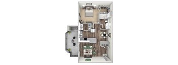 Willow Springs Apartments floor plan A1 Ashton 1 bed 1 bath 2D