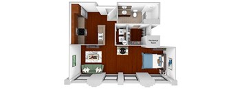 Main 3 Downtown - A1 (Landmark) - Studio/1 bath - 3D