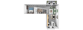 Main 3 Downtown - A1 (Tower) - 1bed/1 bath - 3D