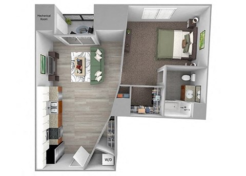 The Sheffield A1 1 bed 1 bath 3D