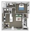 The Colony at Deerwood Apartments floor plan A1 (The Glen) - 1 bed 1 bath - 3D The Colony at Deerwood Apartments floor plan A1 (The Glen) - 1 bed 1 bath - 3D