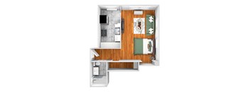 John Winthrop A11 floor plan studio 1 bath 3D