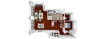 Main 3 Downtown - A12 (Landmark) - 1bed/1 bath - 3D