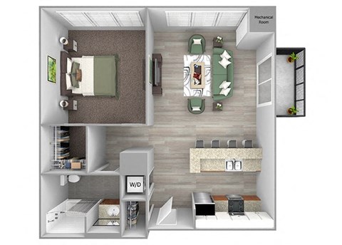 The Sheffield A12 1 bed 1 bath 3D
