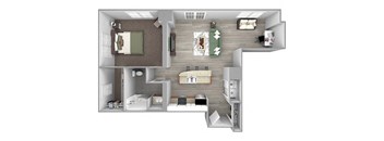 The Sheffield A13 1 bed 1 bath 3D