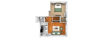 John Winthrop A14 floor plan 1 bedroom 1 bath 3D
