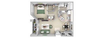 a floor plan of a two bedroom apartment with a bathroom and living room