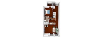 Main 3 Downtown - A2 (Flats) - 1bed/1 bath - 3D