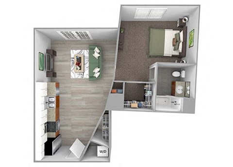 The Sheffield A2 1 bed 1 bath 3D