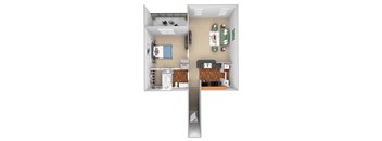 Carrington Place at Shoal Creek floor plan A2 - 1 bed 1 bath -  3D