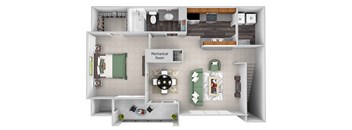 A2 Azalea no garage 1 bed 1 bath 2D