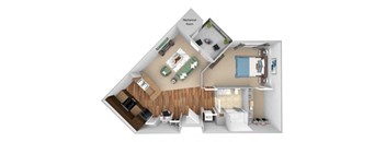 Parc at Grandview floor plan A3 Amber - 1 bed 1 bath - 3D