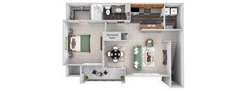 A3 Azalea 1 bed 1 bath 3D