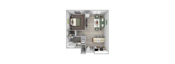 The Sheffield A3 1 bed 1 bath 3D