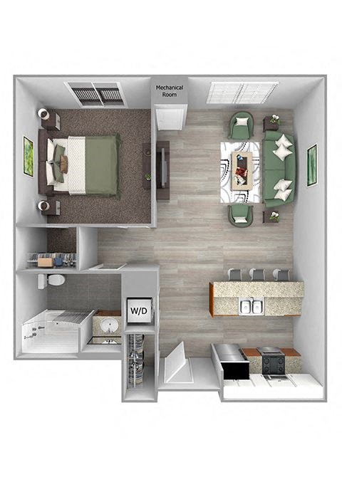 The Sheffield A3 1 bed 1 bath 3D