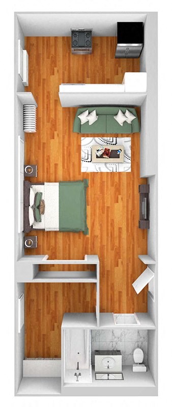 John Winthrop A3 floor plan studio 1 bath 3D