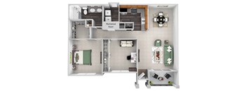 A4 Daisy with garage floor plan 1 bed 1 bath 3D
