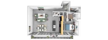 Main 3 Downtown - A5 (Tower) - 1bed/1 bath - 3D