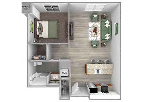 The Sheffield A5 1 bed 1 bath 3D