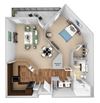 Parc at Grandview floor plan A5 Chiffon - 1 bed 1 bath - 3D