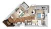 Parc at Grandview floor plan A7 Tuscan with den - 1 bed 1 bath - 3D