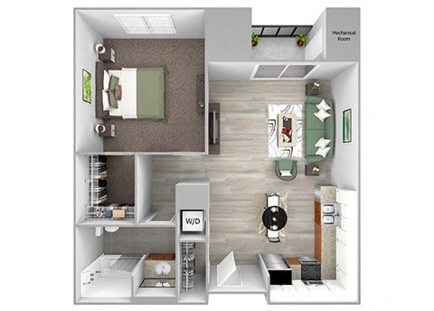 The Sheffield A8 1 bed 1 bath 3D